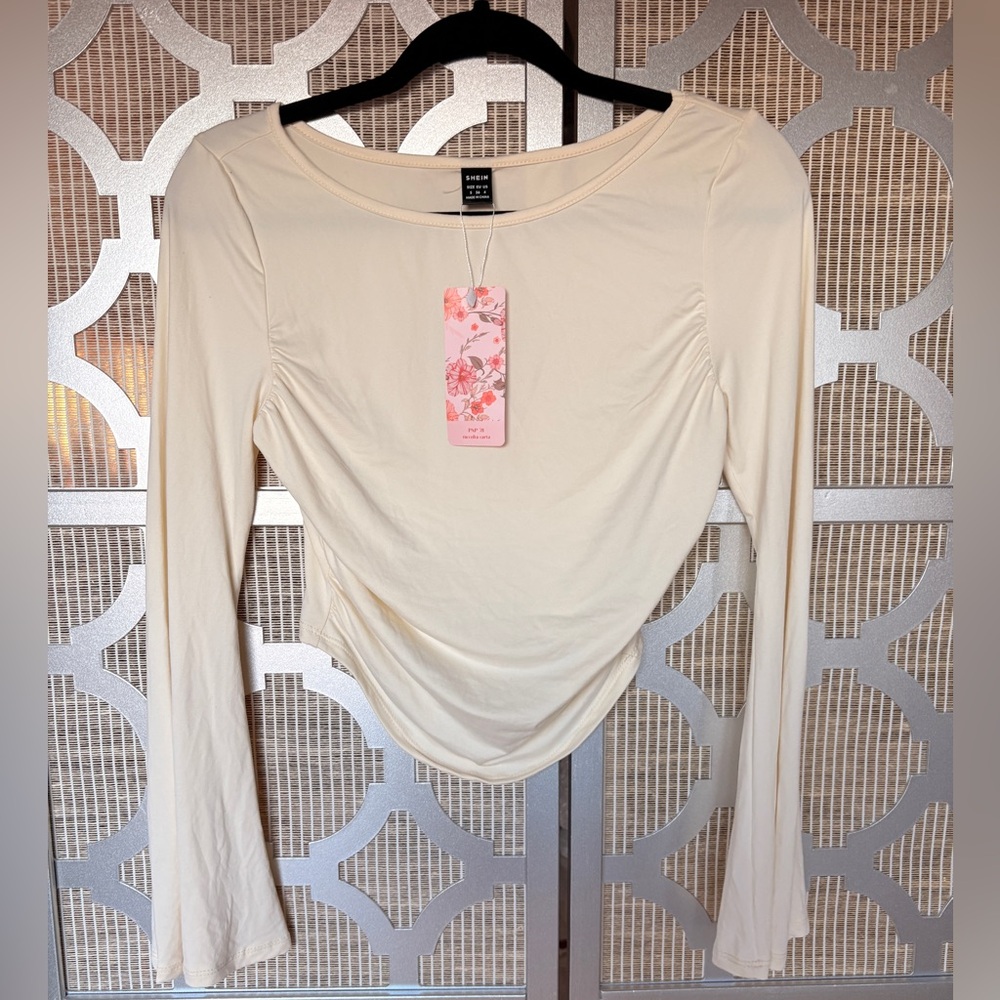 NWT SHEIN Cream Long Sleeve Crop Top